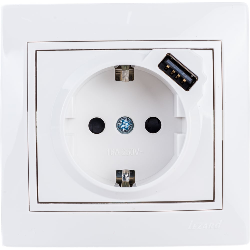 LZ бел розетка 1 с/з керамика с USB