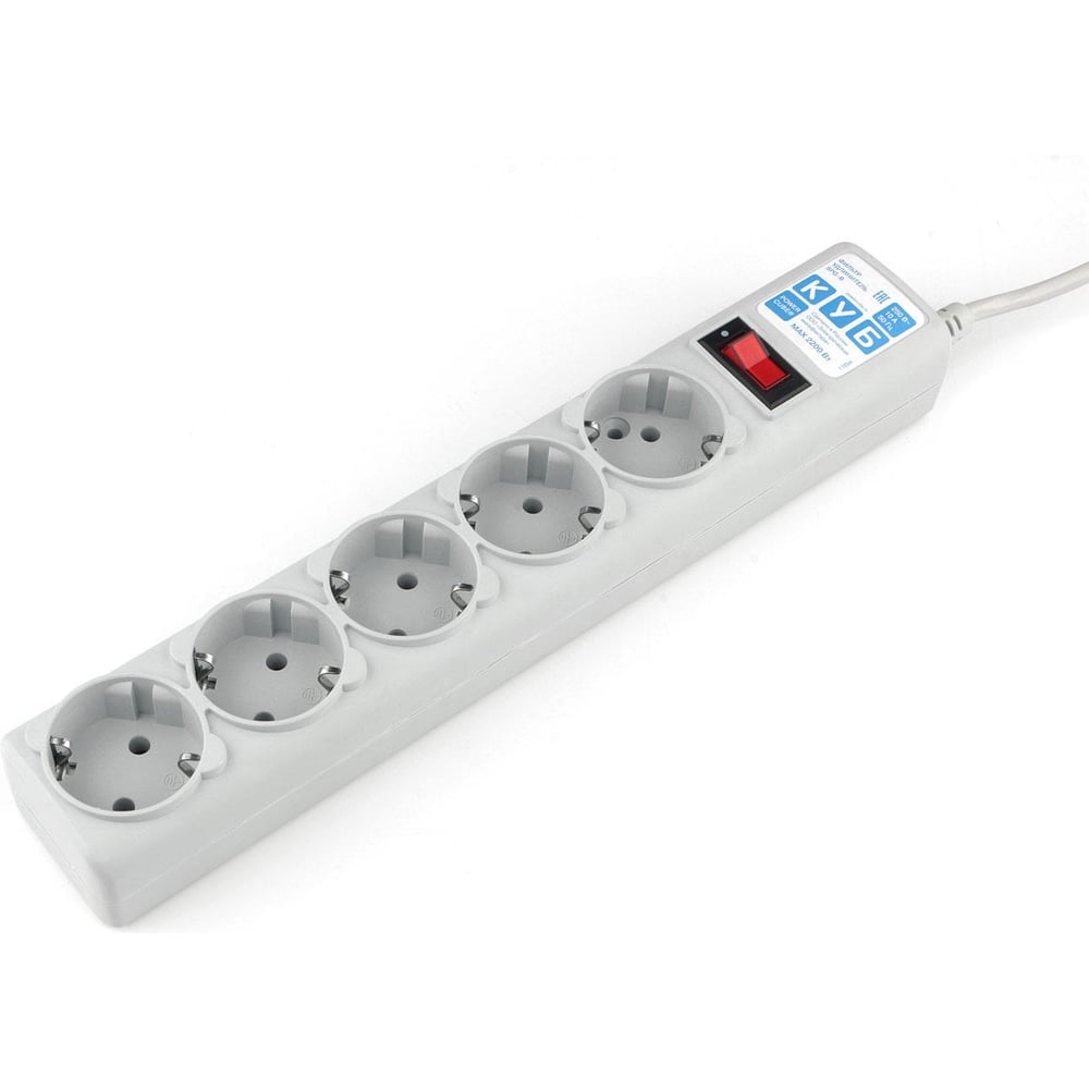С фильтр Power Cube B 1,9м 5 розеток серый 30шт