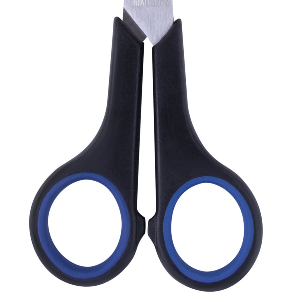 Ножницы BRAUBERG "Soft Grip" 165мм, рез. вставки, серо-зеленые, 3-х стор.заточка