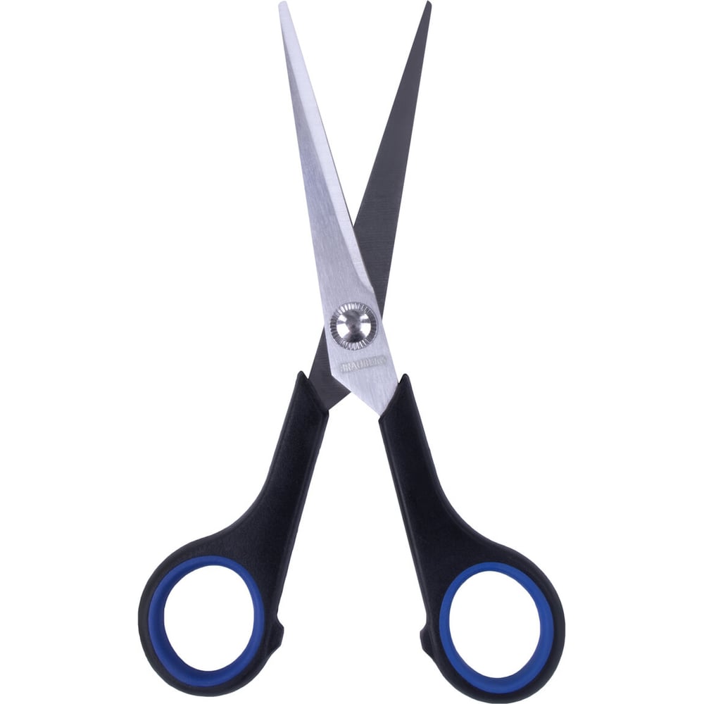 Ножницы BRAUBERG "Soft Grip" 165мм, рез. вставки, серо-зеленые, 3-х стор.заточка