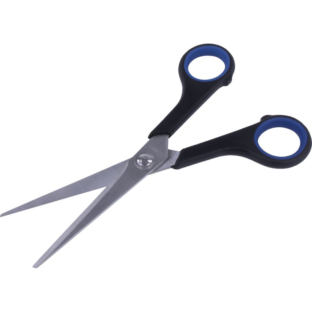 Ножницы BRAUBERG "Soft Grip" 165мм, рез. вставки, серо-зеленые, 3-х стор.заточка